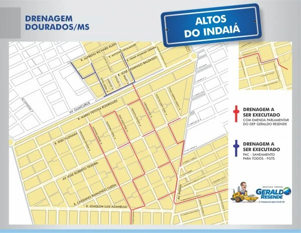 Ruas do Altos do Indaiá que receberão obras de drenagem