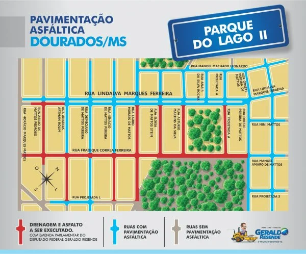 No Parque do Lago II, serão investidos R$ 1,5 milhão em obras de asfalto